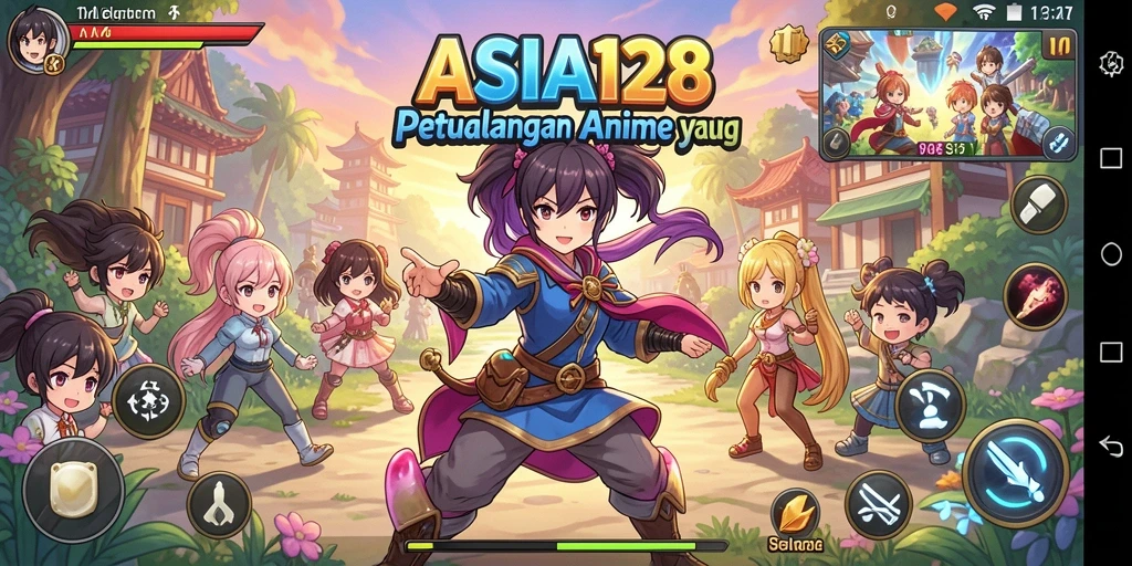 Screenshot gameplay ASIA128 dengan karakter anime yang menarik.