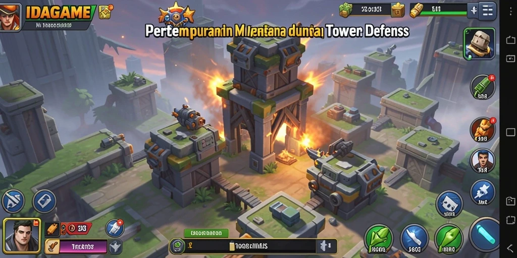 Tampilan gameplay menegangkan dalam IDAGAME Tower Defense.