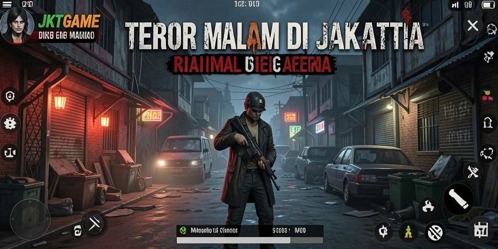 Gameplay JKTGAME menampilkan suasana menyeramkan di Jakarta.