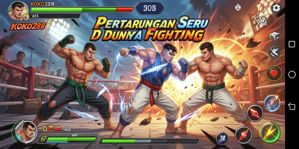 Screenshot KOKO288 menampilkan karakter bertarung dengan grafis yang menawan.