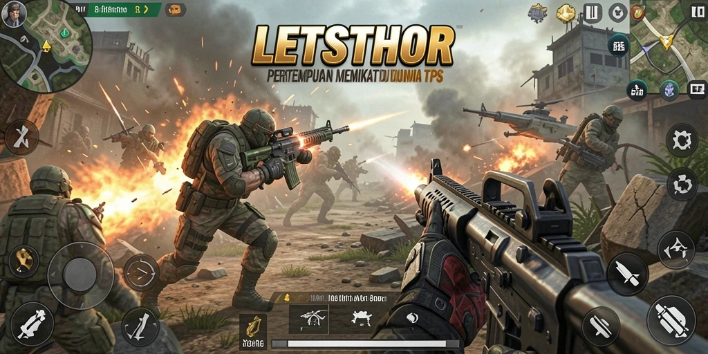 Tangkapan layar LETSTHOR yang menunjukkan aksi mendebarkan dalam gameplay TPS.