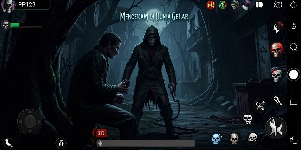 Screenshot PP123 menampilkan suasana gameplay yang mencekam dan penuh ketegangan.