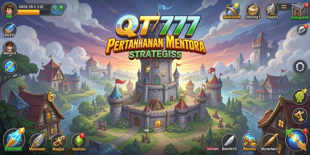 Screenshot utama dari gameplay Tower Defense QT777 yang mendebarkan.