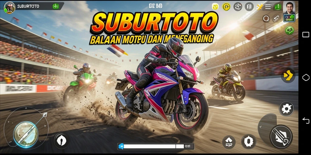 Tangkapan layar SUBURTOTO menunjukkan aksi balapan motor yang mendebarkan.