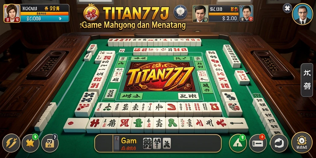Tampilan gameplay TITAN777 yang menampilkan aksi permainan Mahjong yang seru.