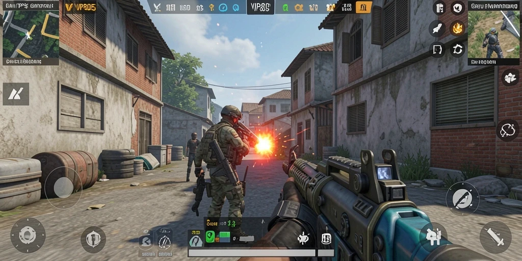 Gameplay VIP805 menampilkan aksi tembak-menembak yang intens dan grafis yang mengesankan.